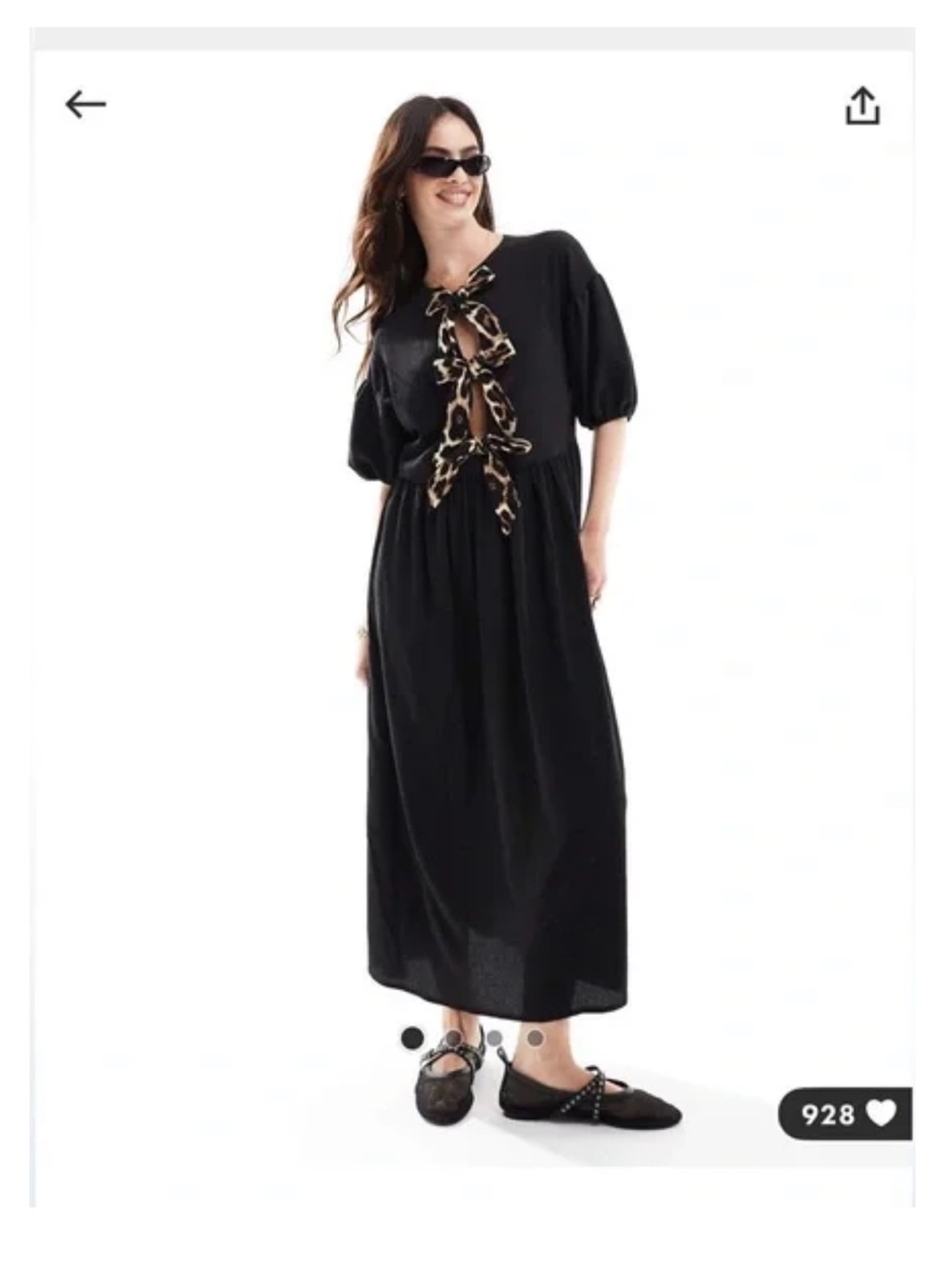 ASOS Black Maxi Dress w/ Animal Print Bows